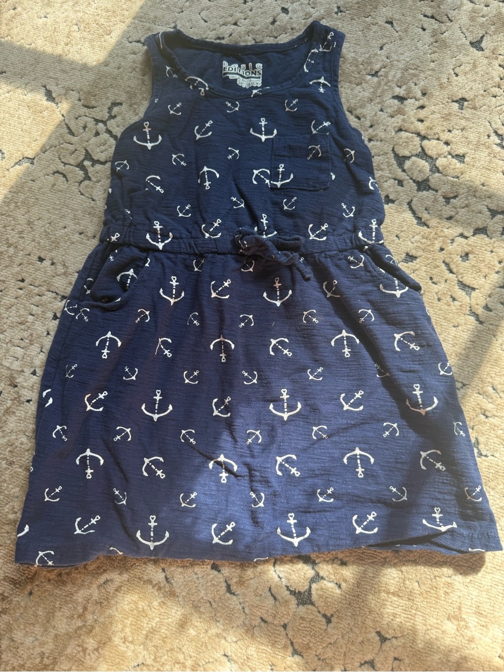 Basic Editions Navy Anchor Print Girls' Casual Dress
